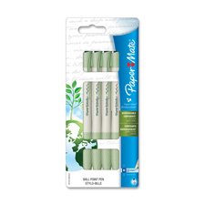 Paper Mate Products - Biodegradable Pen, 1.0mm Point, 4/PK, Blue Ink, GN/WE Barrel - Sold as 1 PK - Pen is made from exclusive biodegradable material to contribute to a reduced carbon footprint and petroleum usage. The biodegradable components are made from an exclusive corn-based material, an annually renewable resource, to produce less waste and more compost. Components biodegrade in soil or home compost in about a year. Pen design features a textured grip, retractable point and pocket clip to