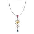 14k White Gold, Diamond & Semi-Precious Stone Necklace 16 IN (2.08ctw)
