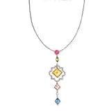 14k White Gold, Diamond & Semi-Precious Stone Necklace 16 IN (2.08ctw)
