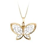 14kt. Two Tone Butterfly Heart Pendant