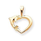 10k DOLPHIN and HEART CHARM
