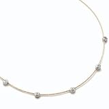 14K Yellow Gold Wire Chain Necklace 16'', Enhanced with Bezel set diamonds.