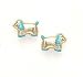 14k Yellow Blue Enamel Childrens Puppy Screw-Back Earrings