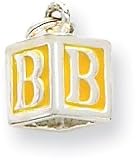 Letter B Baby Enameled Block Charm, Sterling Silver