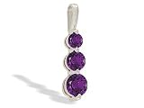 14K White Gold Genuine Round Amethyst 3-Stone Pendant