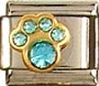 Clearly Charming March Aquamarine Color Paw Print Birthstone Cat Dog Bear Animal Theme Italian Charm
