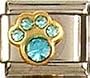 Clearly Charming March Aquamarine Color Paw Print Birthstone Cat Dog Bear Animal Theme Italian Charm