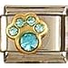 Clearly Charming March Aquamarine Color Paw Print Birthstone Cat Dog Bear Animal Theme Italian Charm