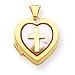 14k MOP with Cross 15mm Heart Locket
