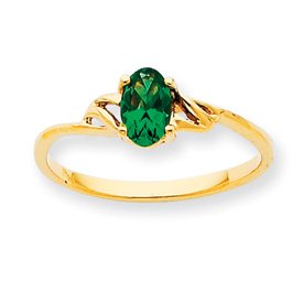 Buy 10k Polished Genuine Emerald Birthstone Ring - Size 6 by JewelryWeb