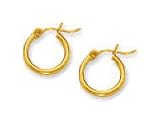 10k Yellow 2 mm Hoop Earrings
