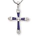 Sterling Silver Sapphire CZ Cross and 18-inch Chain