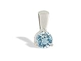 14K White Gold Genuine Round Aquamarine Pendant