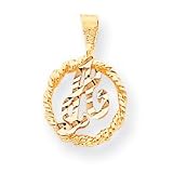 10k Diamond-Cut Circle with Initial A Inside Charm