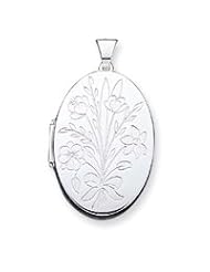 Sterling Silver Floral Bouquet Oval Locket