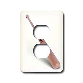 Kids Stuff - Baseball Bat - Light Switch Covers - 2 plug outlet cover
