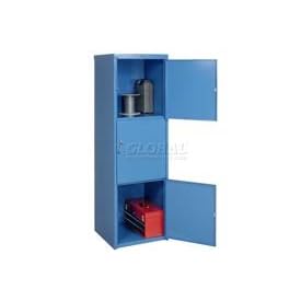 Heavy Duty Extra Wide Welded Steel Locker Triple Tier 24x24x74 3 Door Blue