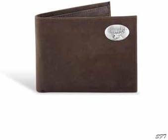 Deer Crazy Horse Leather Bi Fold Wallet Brown