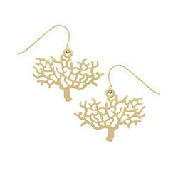 Matte Gold Metal Cutout Tree Dangle Earrings by 