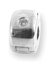Sterling Silver Reflections by SimStars Hinged CZ Clip Bead Charm