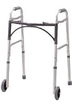 Deluxe Folding Walker, Junior - Two Button with 5 Wheels