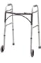 Deluxe Folding Walker, two button with wheels junior, 5" wheels