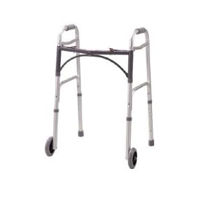 Deluxe Folding Walker, two button with wheels junior, 5" wheels