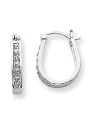 Sterling Silver Diamond Hoop Earrings QE3469"