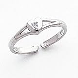 14k White Gold .01ct Diamond Heart Toe Ring