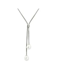 Sterling silver freshwater cultured pearl lariat necklace