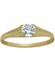 14 Karat Yellow Gold Genuine 0.33tcw. White Topaz April Baby Gemstone Ring
