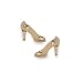 14k Yellow Gold High Heel Shoe Stud Earrings with Satin Finish and Diamond Cut Accents