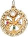 Flower on Open Lace Disc, 14K Gold Charm