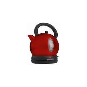 B&D Brushed SS Red Dome Kettle by Black & Decker