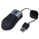Brand New Small Mini Retractable Sleek Black & Silver Optical 3 Button USB to PC Laptop Travel Mouse
