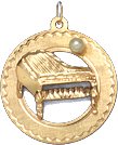 Grand Piano on Open Disc, 14K Gold Charm