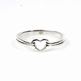 Silver Ring - Heart - Face Height: 6 mm - Band Width: 3 mm - Sizes 4-9