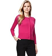 Autograph Pure Cotton Ribbed 3/4 Sleeve Cardigan
