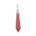 Red Sponge Coral Obelisk Pendant Sterling Silver Necklace - Chain Included