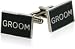 Wedding Cufflinks for Groom in Black & Silver with Presentation Box
