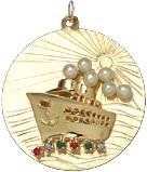 Cruise Ship on Disc, 14K Gold Charm