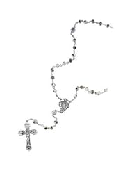 Sterling Silver and White Cloisonné Bead Rosary