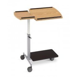 Oak Finish Laptop Stand with Silver Frame Oak Top/Black Base/Silver Frame