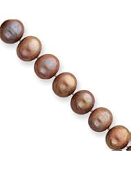 14k Polished 8-9mm Champagne Freshwater Cultured Pearl Necklace - PR37-18"