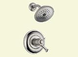 Delta T17T240-SS-KIT Stainless Steel Lockwood Double Handle Pressure Balanced Shower Only Trim and Valve with Rain Shower Showerhead, Handshower and Bodysprays from the Lockwood Series T17T240-SS-KIT