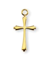 Cross Pendant Plain, 14 Karat Gold Over Sterling Silver with Chain