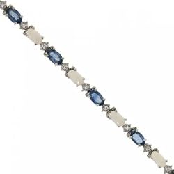 Sapphire Opal Diamond Bracelet in 14KT White Gold