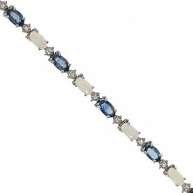 New 14K White Gold Bracelet Opal, Sapphire and Diamond by Opal Bracelets