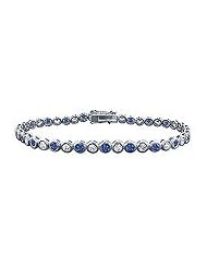 Sapphire and Diamond Tennis Bracelet : Platinum - 3.00 CT TGW