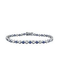 Sapphire and Diamond Tennis Bracelet : Platinum - 2.00 CT TGW